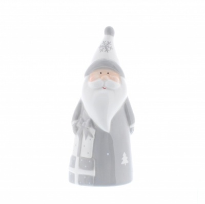 Festive 20cm Dolomite Grey/White Santa with Presenst P045604